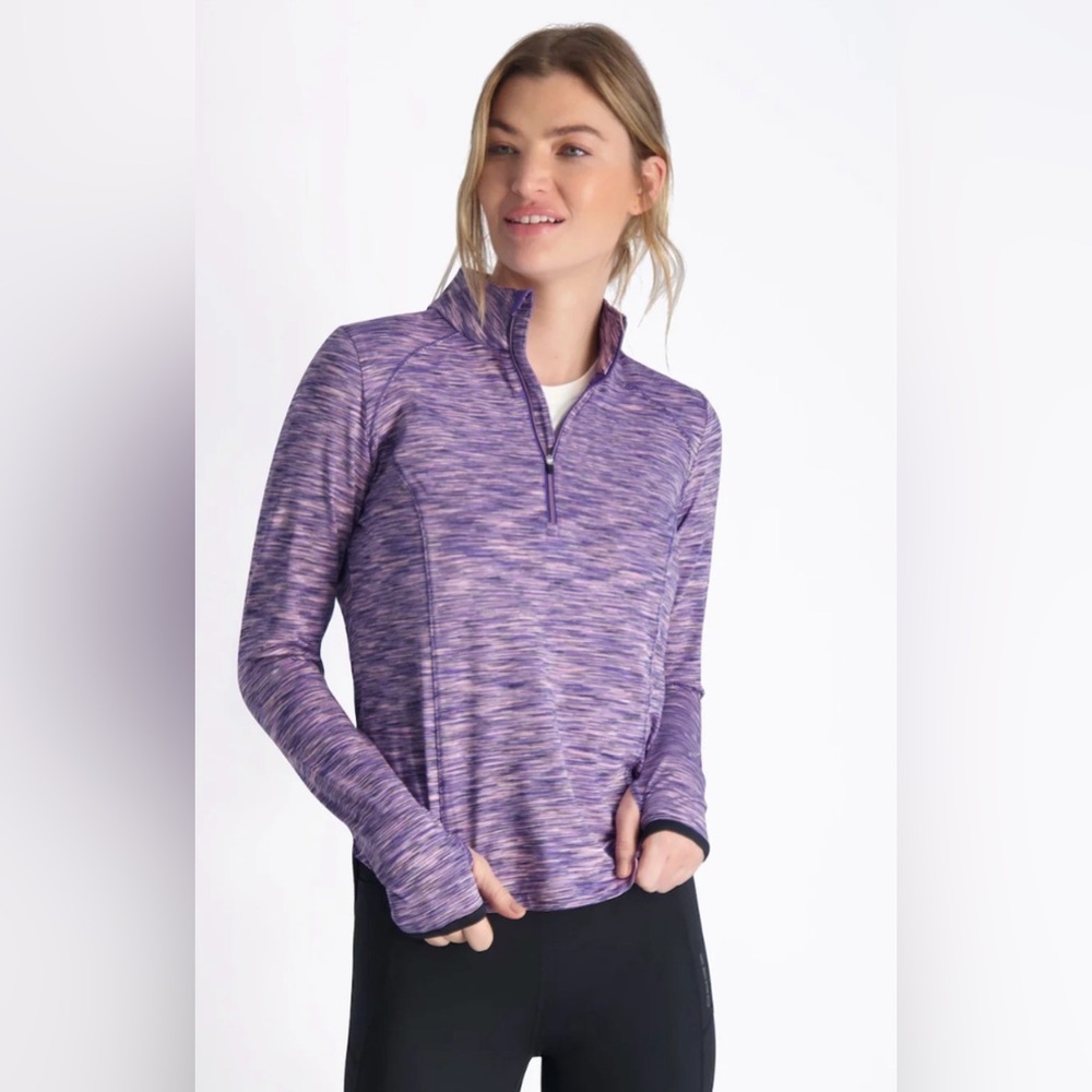 Zero Restriction Shae Zip Mock Midnight purple pink space dye small EUC